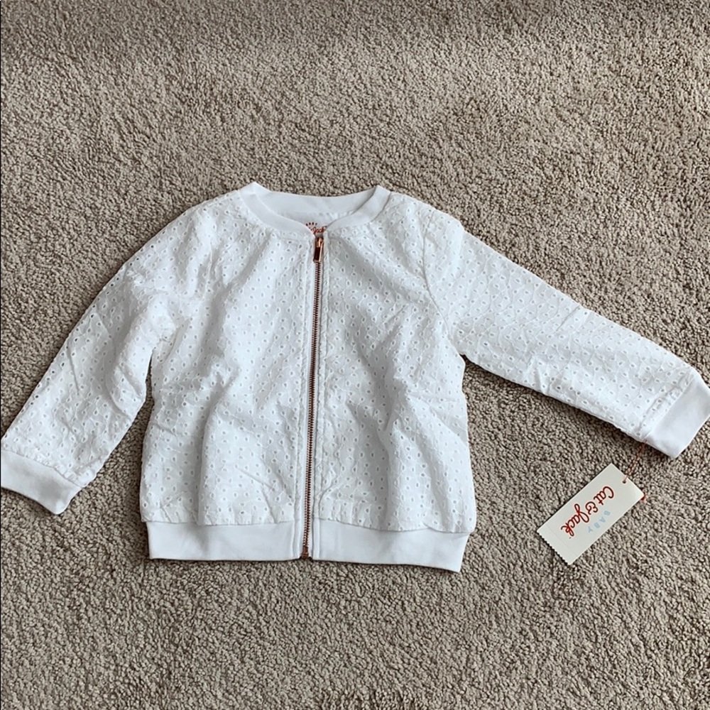 NWT White 24M Cat and Jack Girls ZIP up sweater